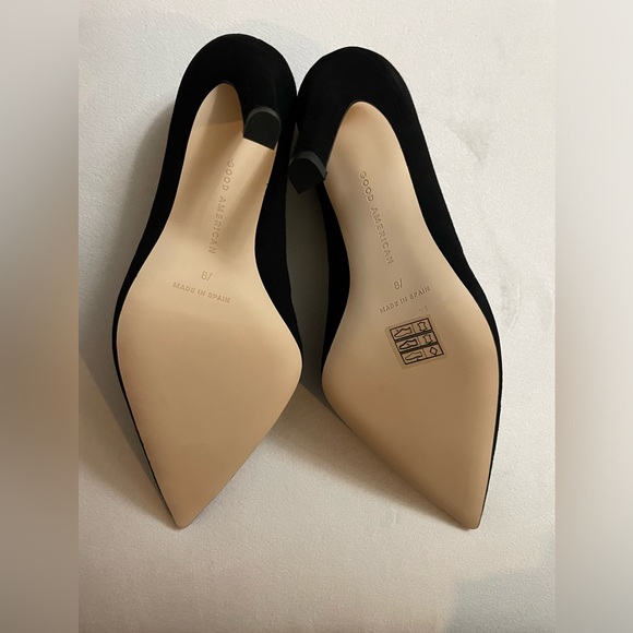 NIB Good American Black Suede Heels Pumps Size 8.5 - Picture 7 of 10